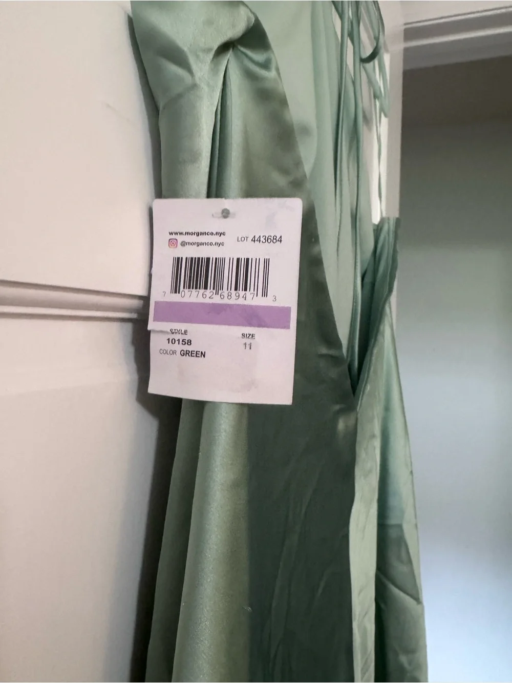 Morgan & Co. Strapless Satin Dress in Mint Green